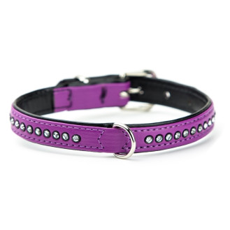 Nobby Swarovski Crystal Miniature Collar Кожаный ошейник со стразами для миниатюрных собак (Violet XS)