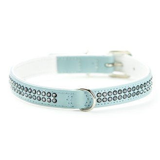 Nobby Swarovski Crystal Mini Collar Кожаный ошейник со стразами для маленьких собак (LBlue S-M)