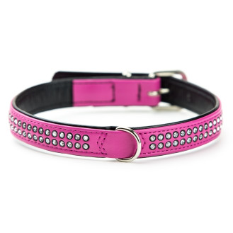 Nobby Swarovski Crystal Mini Collar Кожаный ошейник со стразами для маленьких собак (Magenta M)