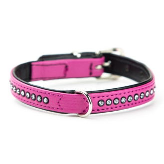 Nobby Swarovski Crystal Miniature Collar Кожаный ошейник со стразами для миниатюрных собак (Magenta XS-S)