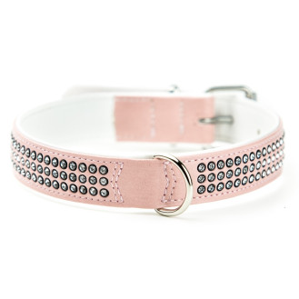 Nobby Swarovski Crystal Collar Кожаный ошейник со стразами для средних собак (LPink M)