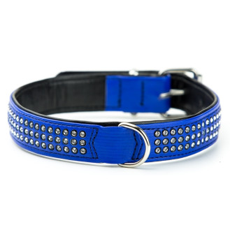 Nobby Swarovski Crystal Collar Кожаный ошейник со стразами для средних собак (Blue M)