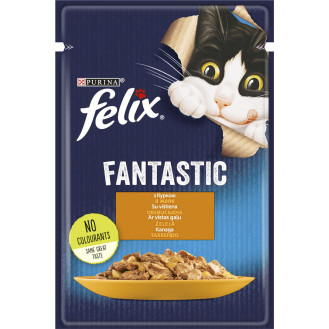 Felix Fantastic Chicken Вологий корм для дорослих котів Шматочки в желе з куркою