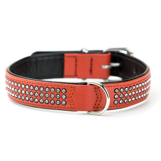 Nobby Swarovski Crystal Collar Кожаный ошейник со стразами для средних собак (Terracotta M-L)