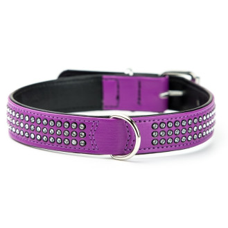 Nobby Swarovski Crystal Collar Кожаный ошейник со стразами для средних собак (Violet M)