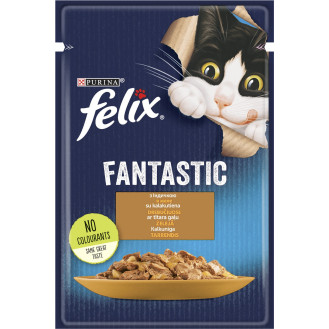 Felix Fantastic Turkey Вологий корм для дорослих котів Шматочки в желе з індичкою