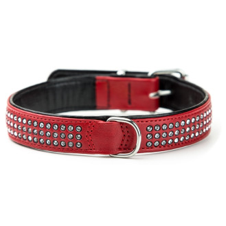 Nobby Swarovski Crystal Collar Кожаный ошейник со стразами для средних собак (Red M)