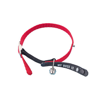 Nobby Cat Collar & Address My Boss Ошейник для котов с колькольчиком и кнопкой-адресником Мой Босс (Red)