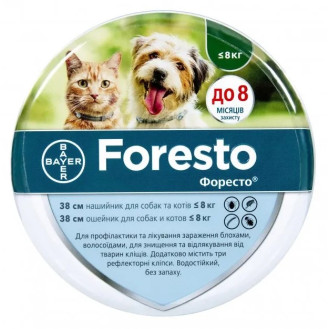 Bayer Foresto Dogs & Cats Противопаразитарный ошейник для собак и котов весом до 8 кг от блох, клещей и власоедов