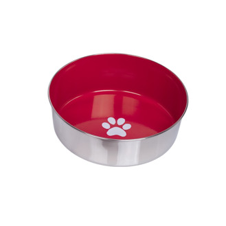 Nobby Heavy Paw Антискользящая миска из нержавеющей стали для собак Лапка (Red 2,7 л)