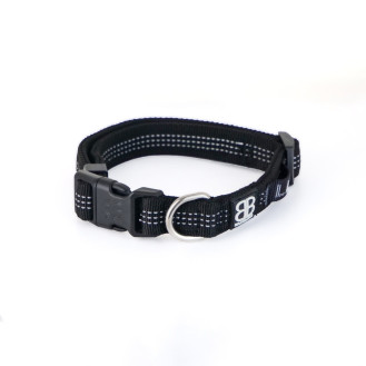 BullyBillows Active Casual Collar Светоотражающий мягкий ошейник для собак с усиленным фастексом (Black S)
