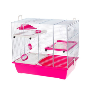 Inter-Zoo Pinky 3 Zinc G306 Трехэтажная клетка для грызуна с домиком, туннелем, кормушкой и колесом для бега