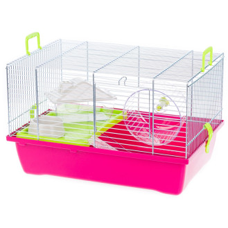 Inter-Zoo Gino Zinc Plastic G036 Клетка для хомяка с беговым колесом, лестницей, домиком и кормушкой