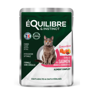 eQuilibre & instinct Salmon & Pineapple & Cranberry Вологий корм для дорослих та стерилізованих котів Шматочки в соусі з лососем, ананасом та журавлиною