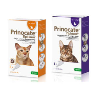 KRKA Prinocate Spot-on Cats Капли для котов от блох, вшей, власоедов, гельминтов и кожных клещей Принокат Спот-он