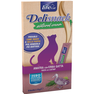 Life Cat Delisnack Natural Cream Ласощі для кішок Крем з Качкою та котячою м'ятою