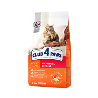 Club 4 Paws Premium Hairball Control Сухой корм для взрослых котов с эффектом выведения шерсти из желудка