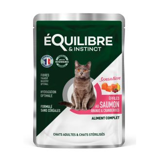 eQuilibre & instinct Salmon & Pineapple & Cranberry Вологий корм для дорослих та стерилізованих котів Шматочки в соусі з лососем, ананасом та журавлиною