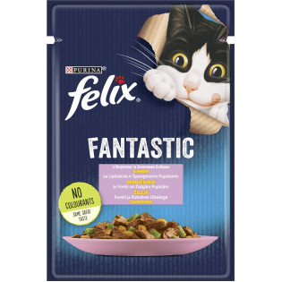 Felix Fantastic Trout & Green Beans Влажный корм для взрослых котов Кусочки в желе с форелью и зелеными бобами
