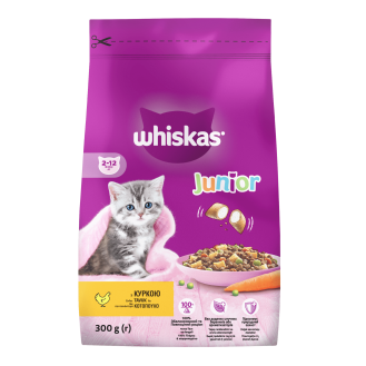 Whiskas Junior 2-12 Delicious Pillows with Chicken Сухий корм для кошенят Смачні подушечки з куркою