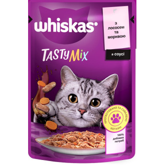 Whiskas Tasty Mix Salmon & Carrot in Gravy Влажный корм для взрослых котов Лосось с Морковью в соусе 