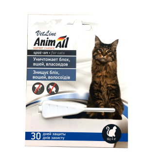 AnimAll VetLine Spot-on Cats Капли для взрослых котов против блох, вшей и власоедов