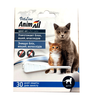 AnimAll VetLine Spot-on Kittens & Cats Краплі для кошенят та дорослих котів проти бліх, вошей, волосоїдів