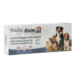 AnimAll VetLine Dogs & Cats Таблетки со вкусом океанической рыбы для собак и котов Антигельминтная защита