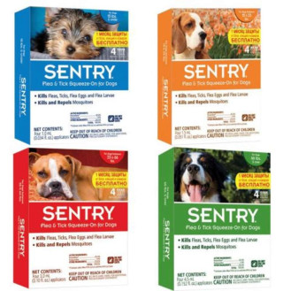 Sentry Flea & Tick Squeese-on Dogs Капли для собак от блох, клещей, яиц гельминтов, гельминтов и москитов