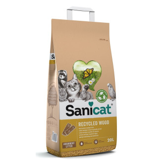 Sanicat Recycled Wood Поглинаючий гіпоалергенний деревний наповнювач для котів