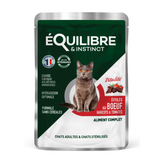 eQuilibre & instinct Beef & Beans & Tomatoes Вологий корм для дорослих та стерилізованих котів Шматочки в соусі з яловичиною, квасолею та томатами