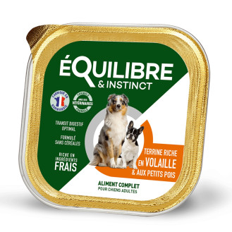 eQuilibre & instinct Poultry Meat & Green Peas Консерва для взрослых собак Паштет с мясом птицы и зеленым горошком