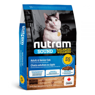 Nutram S5 Sound Balanced Wellness Adult & Senior Cat Chicken & Salmon Сухой корм с курицей и лососем для взрослых и пожилых котов