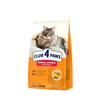 Club 4 Paws Premium Hairball Control Сухой корм для взрослых котов с эффектом выведения шерсти из желудка