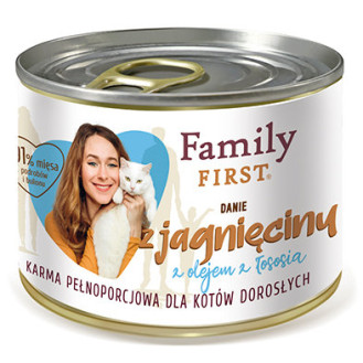 Family First Cat Lamb in Salmon Oil Безглютенова консерва для дорослих котів Ягня у лососевій олії