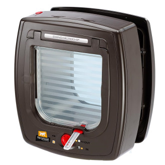 Ferplast Swing Microchip Универсальные двери для кошек с микрочипом, индикатором перемещения и ошейником с чипом в комплекте (Brown)