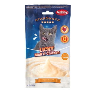 Nobby StarSnack Cat Licky Chicken & Malt Беззерновые лакомства для котов Крем из Курицы с Шерстевыводящей пастой