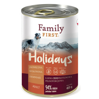 Family First Holidays Adult Lamb & Beef With Potatoes Беззернова консерва для дорослих собак Ягня та Яловичина з картоплею