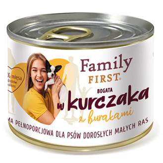 Family First Adult Mini Chicken With Beets Безглютенова консерва для дорослих собак маленьких порід Курка з буряком