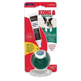 KONG Teeth Cleaning Gel & Dental Ball Набір для догляду за ротовою порожниною дентал-куля та гель зі смаком яловичої грудки