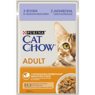 Purina Cat Chow Adult Lamb & Green Beans Вологий корм для дорослих котів Шматочки в желе з ягням та зеленою квасолею