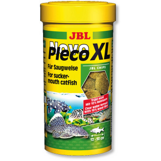 JBL Novo Pleco XL Основной корм в форме чипсов для крупных кольчужных сомов размером 12-50 см
