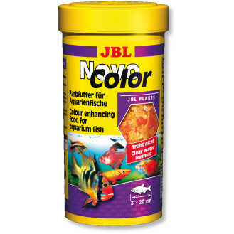 JBL Novo Color Основной корм в форме хлопьев для яркой окраски аквариумных рыбок размером 3-20 см