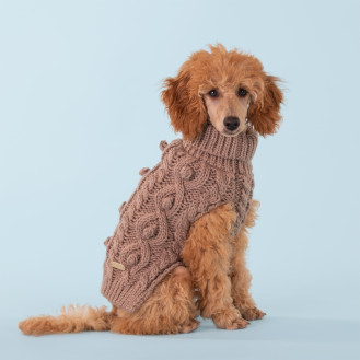 PAIKKA Handmade Knit Sweater Taupe Вязаный свитер ручной работы из овечьей шерсти для собак