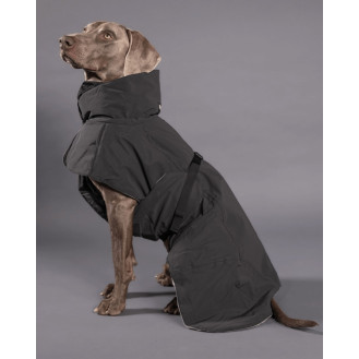 PAIKKA Visibility Winter Jacket Dark Зимняя куртка на FIR-подкладке и белым светоотражением для собак