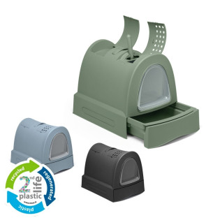 Imac Zuma 2nd Plastic Life Закритий туалет-будиночок із вторинного пластику з вугільним фільтром та лопаткою для котів