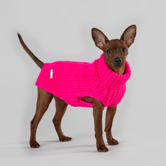 PAIKKA Knit Sweater Hot Pink В'язаний рожевий светр ручної роботи з шерсті ягня для собак