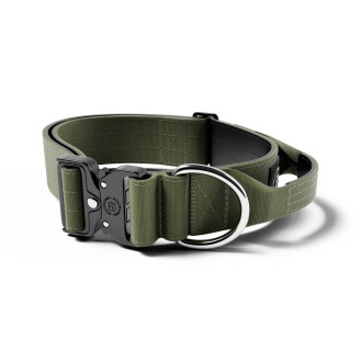 BullyBillows Combat Collar Handle 5 cm Профессиональный усиленный широкий ошейник с ручкой и рывковым замком для собак (Khaki L)