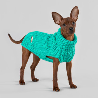 PAIKKA Knit Sweater Green В'язаний зелений светр ручної роботи з шерсті ягня для собак