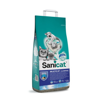 Sanicat Clumping Multicat Extra Fresh Air Комкуючий бентонітовий наповнювач для туалету яким користуються декілька котів